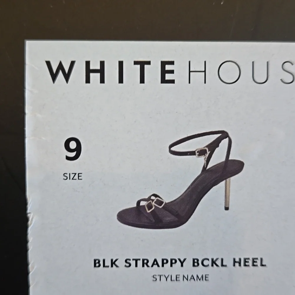 WHBM Black Strappy Gold Heels NEW IN BOX